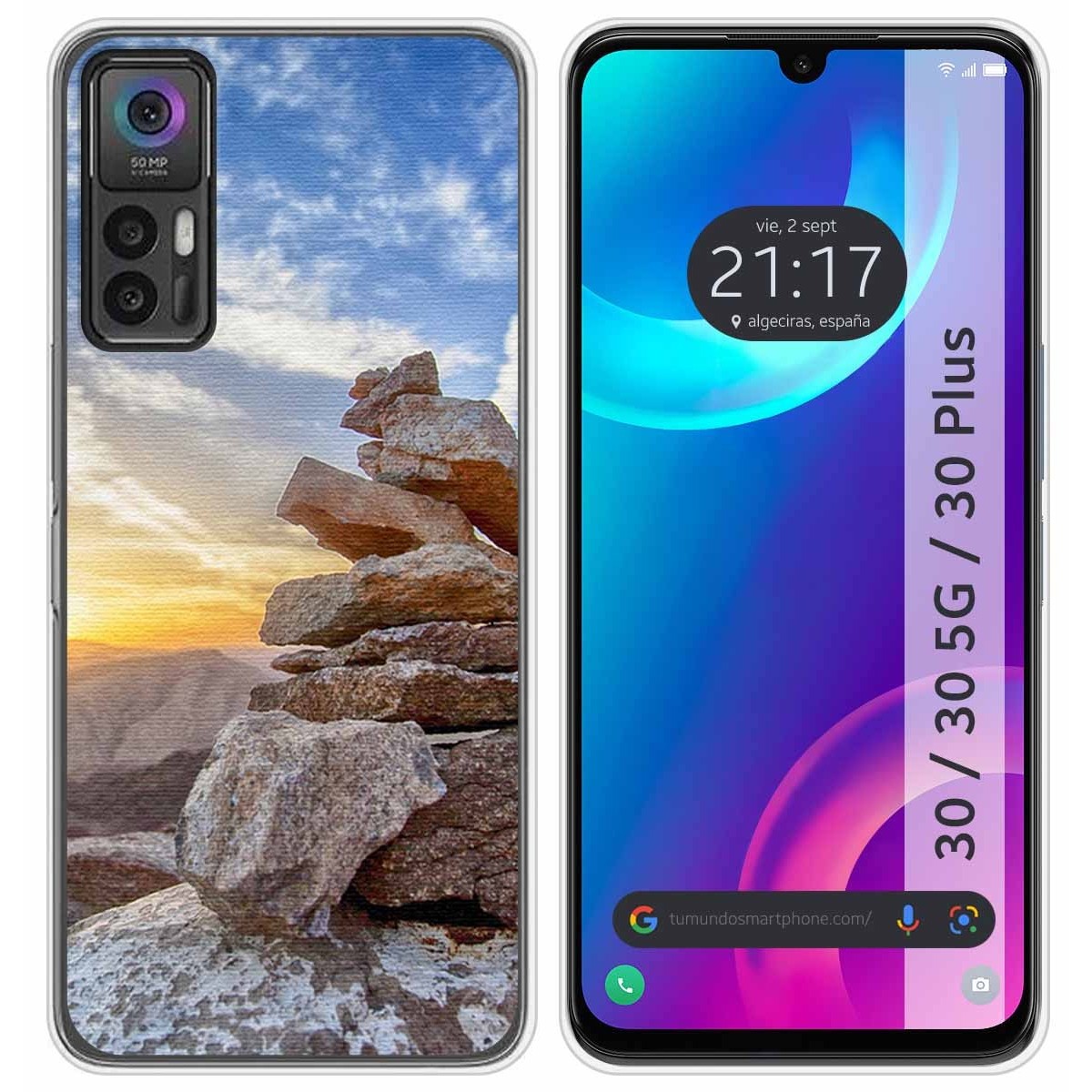 Funda Silicona para TCL 30 / 30 5G / 30 Plus diseño Sunset Dibujos