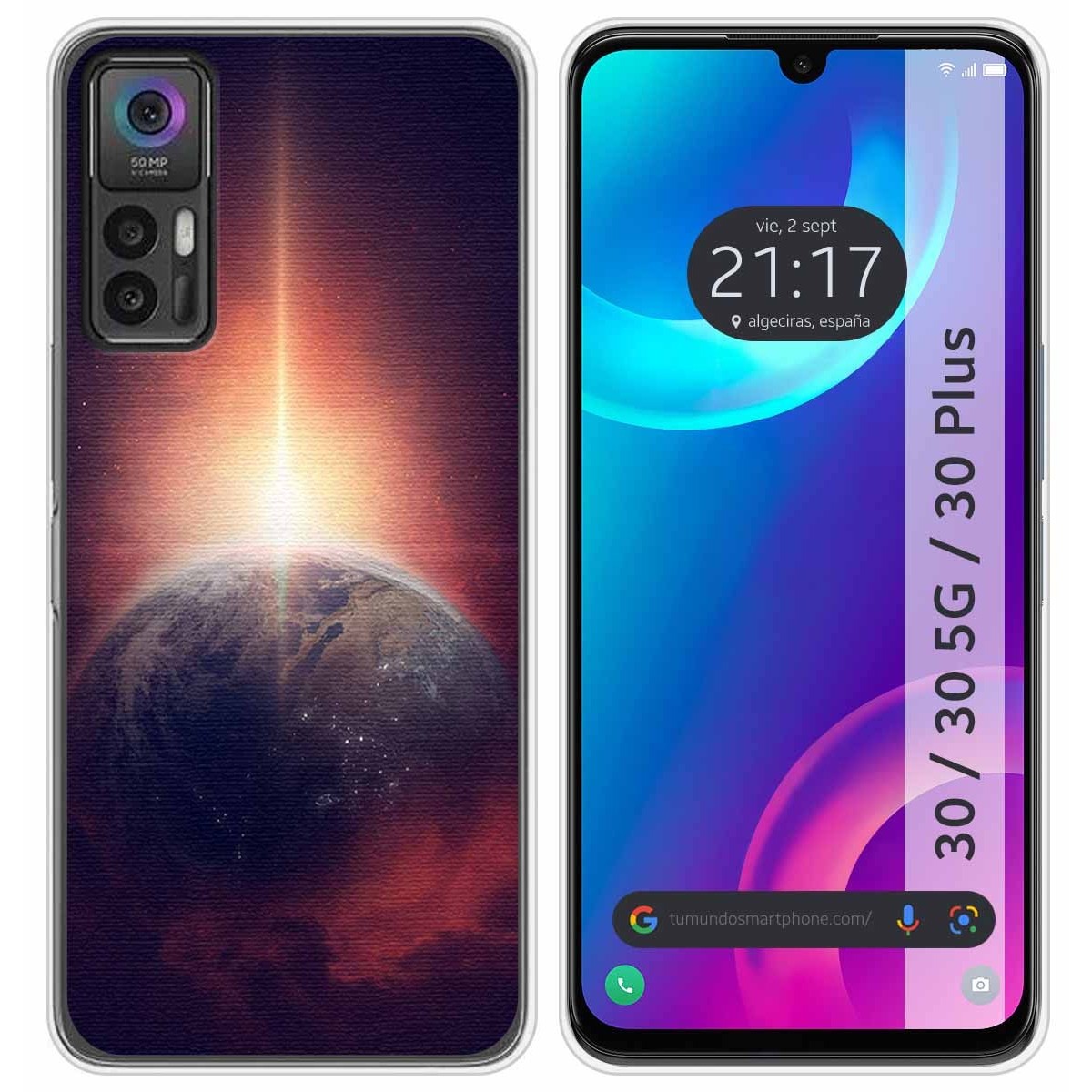 Funda Silicona para TCL 30 / 30 5G / 30 Plus diseño Tierra Dibujos