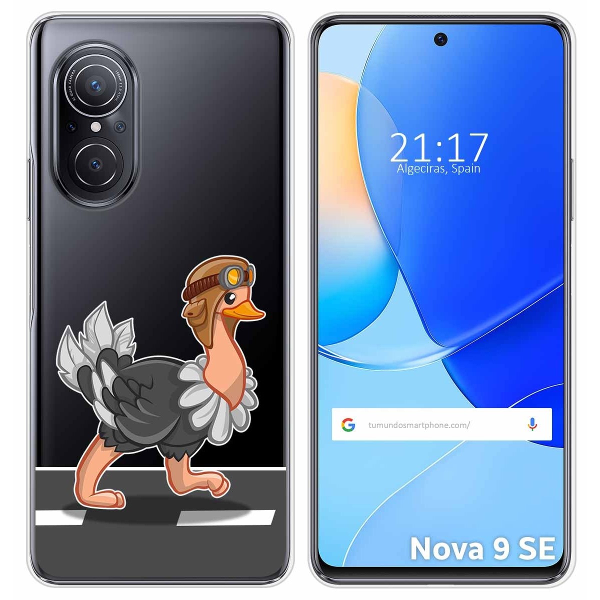 Funda Silicona Transparente para Huawei Nova 9 SE diseño Avestruz Dibujos