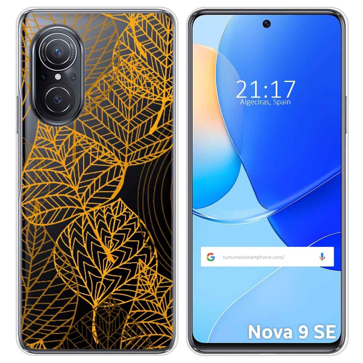 Funda Silicona Transparente para Huawei Nova 9 SE diseño Hojas Dibujos