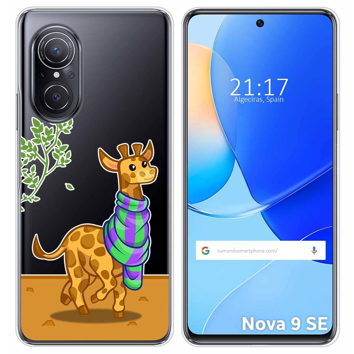 Funda Silicona Transparente para Huawei Nova 9 SE diseño Jirafa Dibujos