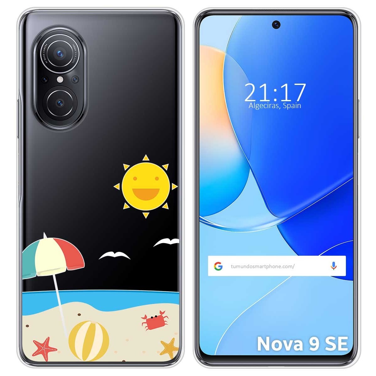 Funda Silicona Transparente para Huawei Nova 9 SE diseño Playa Dibujos