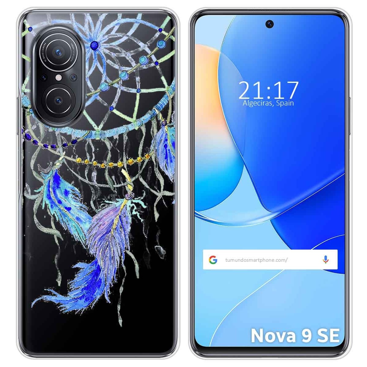 Funda Silicona Transparente para Huawei Nova 9 SE diseño Plumas Dibujos