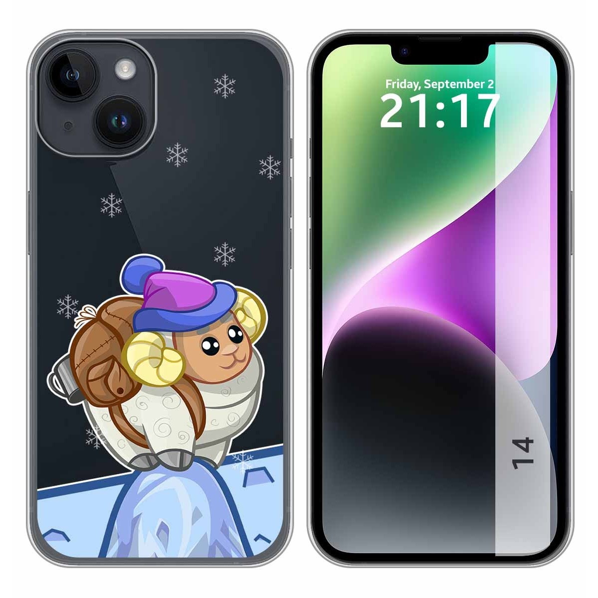 Funda Silicona Transparente compatible con iPhone 14 (6.1) diseño Cabra Dibujos