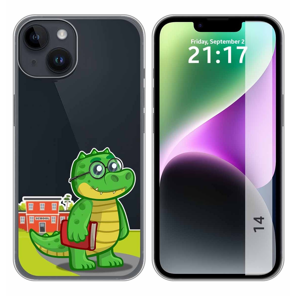 Funda Silicona Transparente compatible con iPhone 14 (6.1) diseño Coco Dibujos