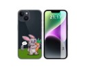 Funda Silicona Transparente compatible con iPhone 14 (6.1) diseño Conejo Dibujos