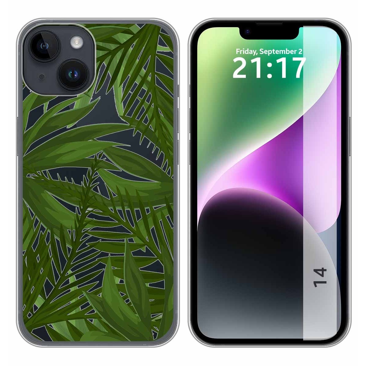 Funda Silicona Transparente compatible con iPhone 14 (6.1) diseño Jungla Dibujos