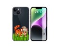 Funda Silicona Transparente compatible con iPhone 14 (6.1) diseño Tigre Dibujos