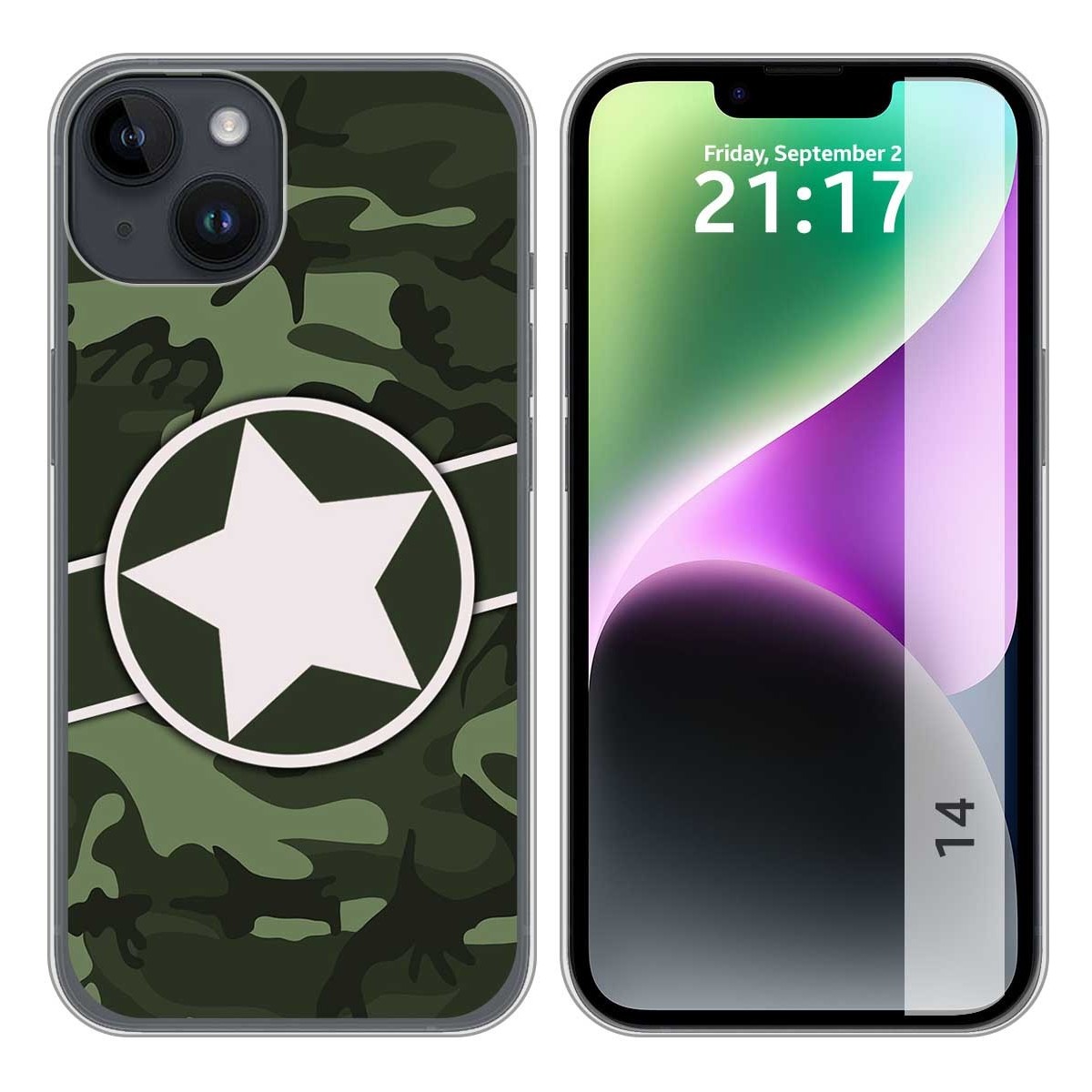 Funda Silicona compatible con iPhone 14 (6.1) diseño Camuflaje 01 Dibujos