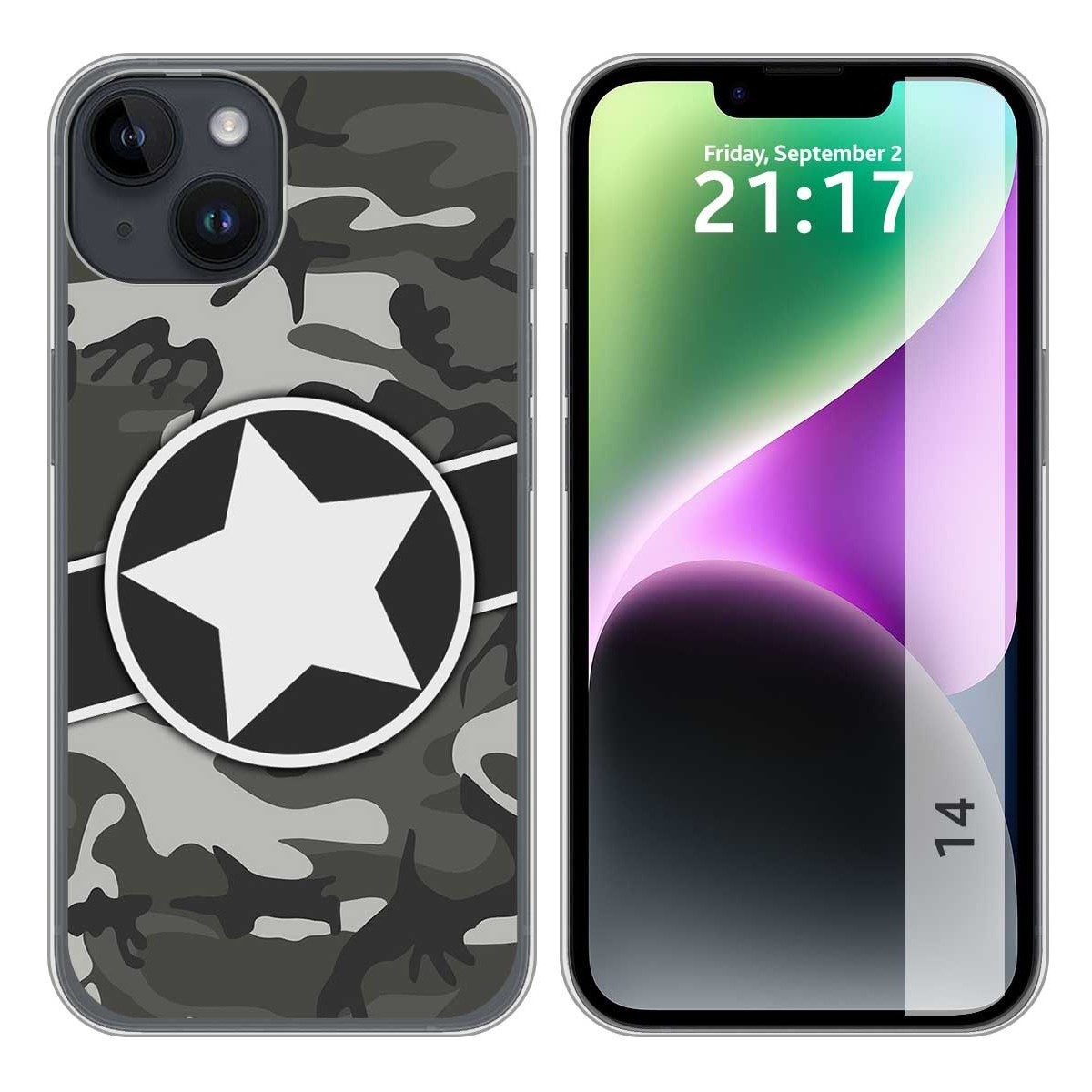 Funda Silicona compatible con iPhone 14 (6.1) diseño Camuflaje 02 Dibujos