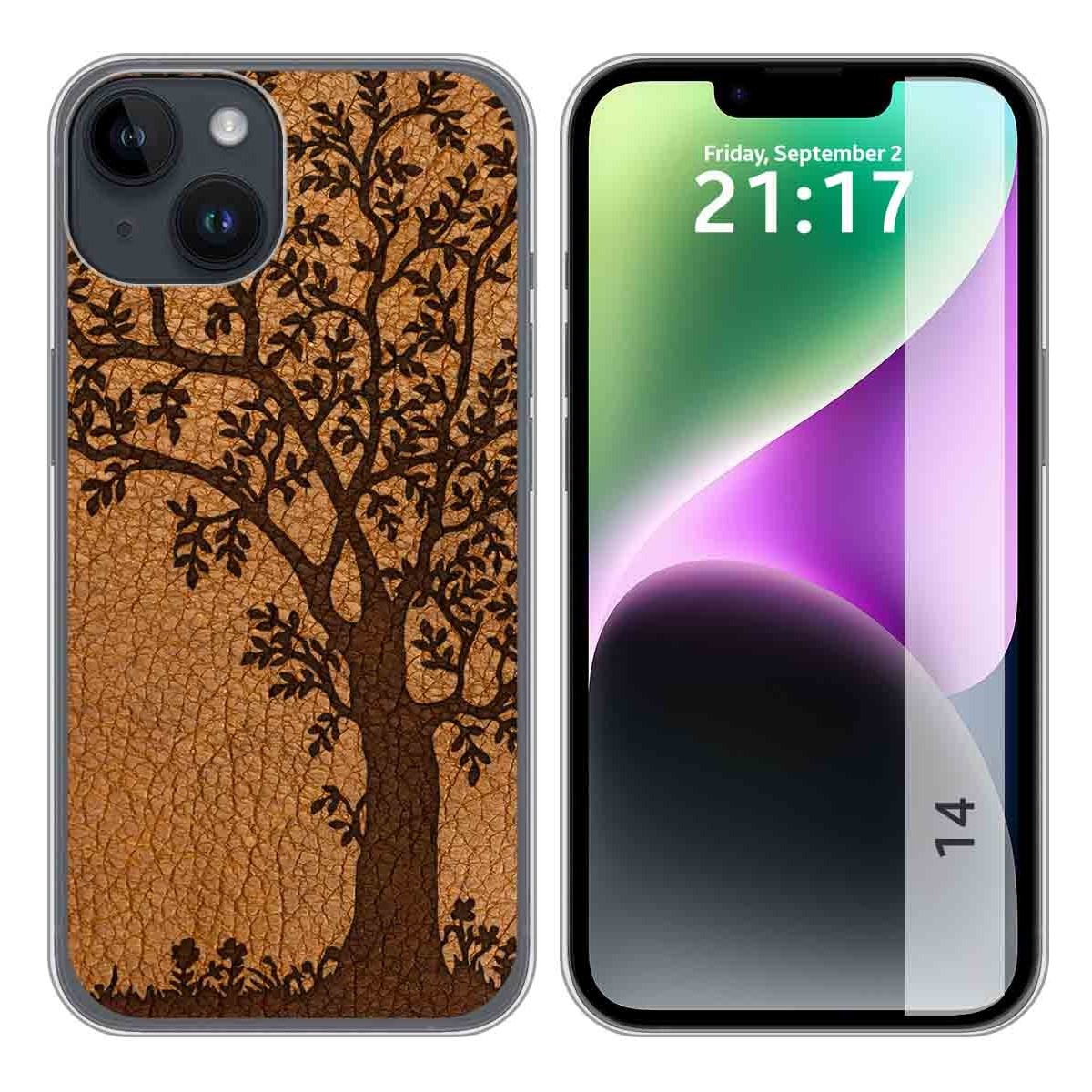 Funda Silicona compatible con iPhone 14 (6.1) diseño Cuero 03 Dibujos