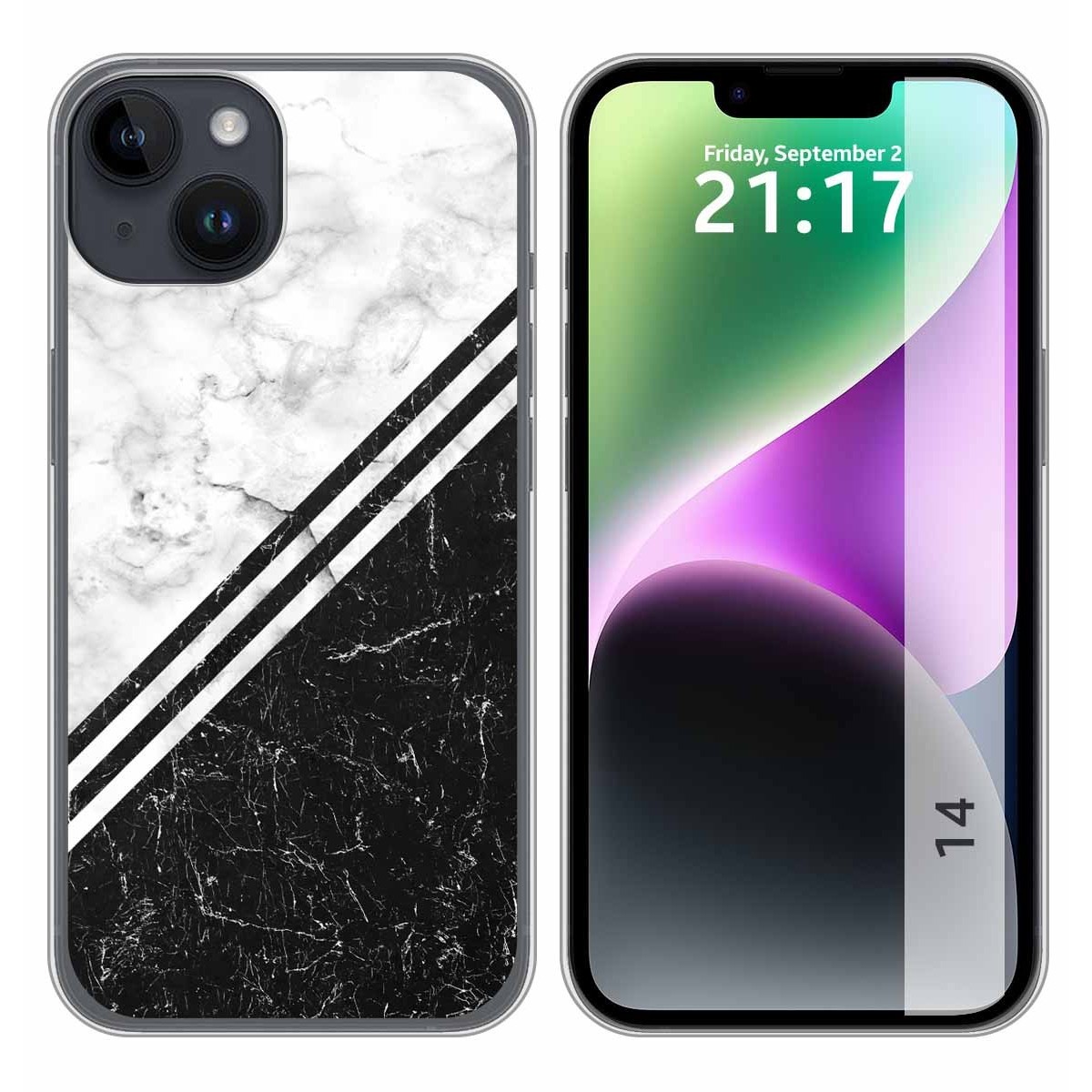 Funda Silicona compatible con iPhone 14 (6.1) diseño Mármol 01 Dibujos