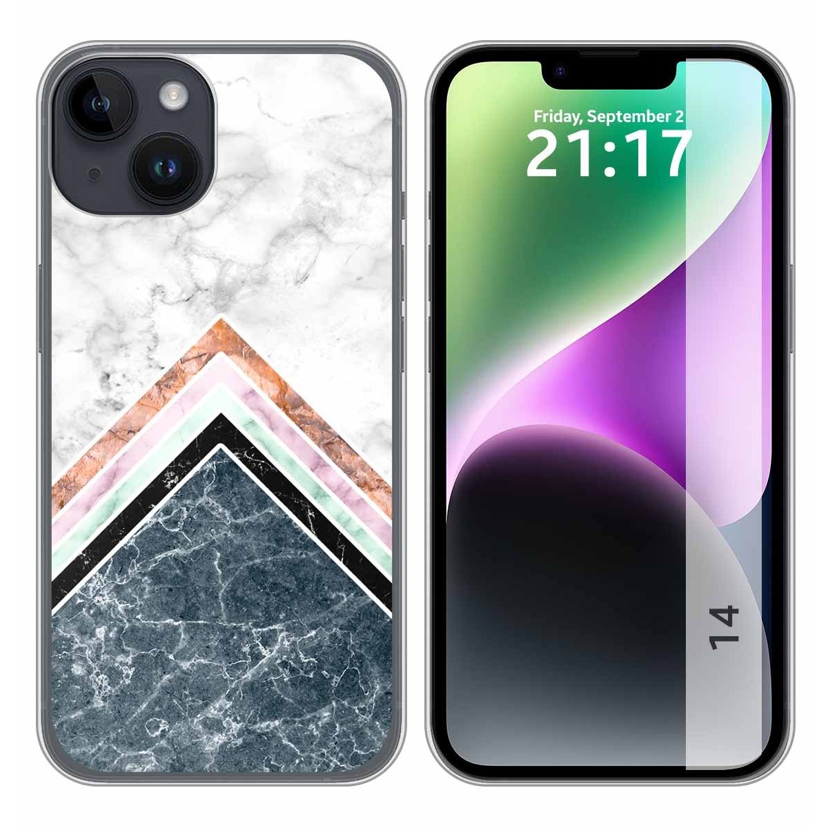 Funda Silicona compatible con iPhone 14 (6.1) diseño Mármol 05 Dibujos