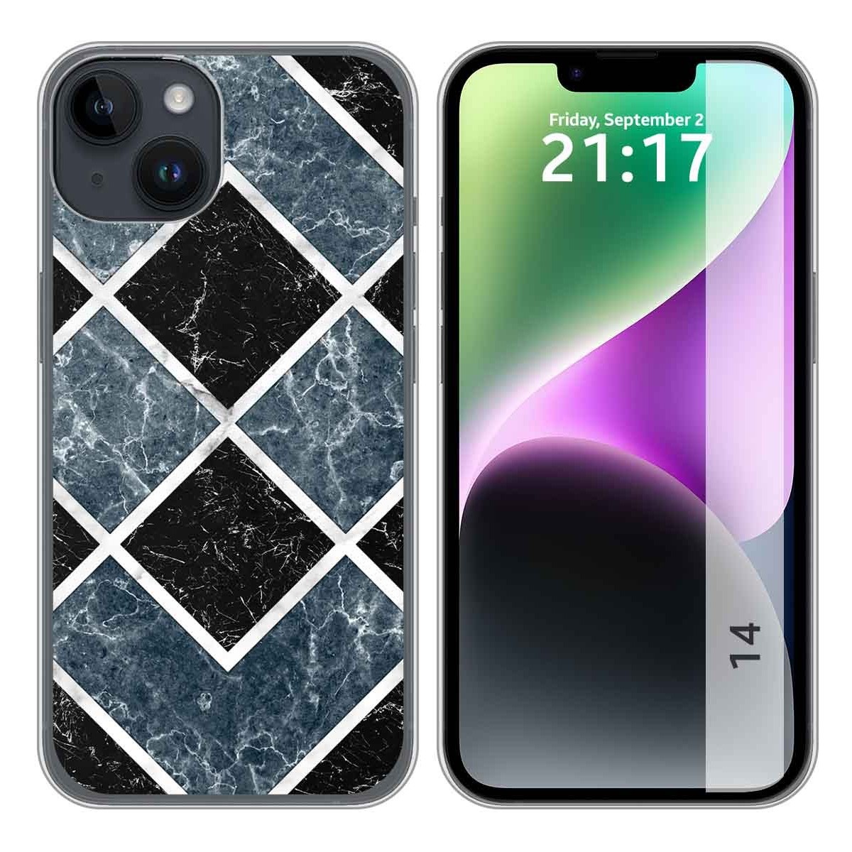 Funda Silicona compatible con iPhone 14 (6.1) diseño Mármol 06 Dibujos