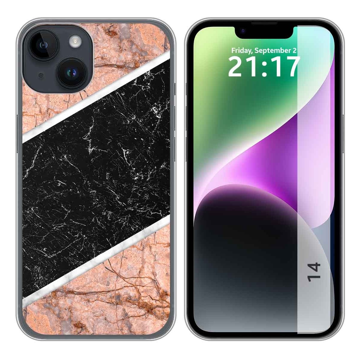 Funda Silicona compatible con iPhone 14 (6.1) diseño Mármol 07 Dibujos