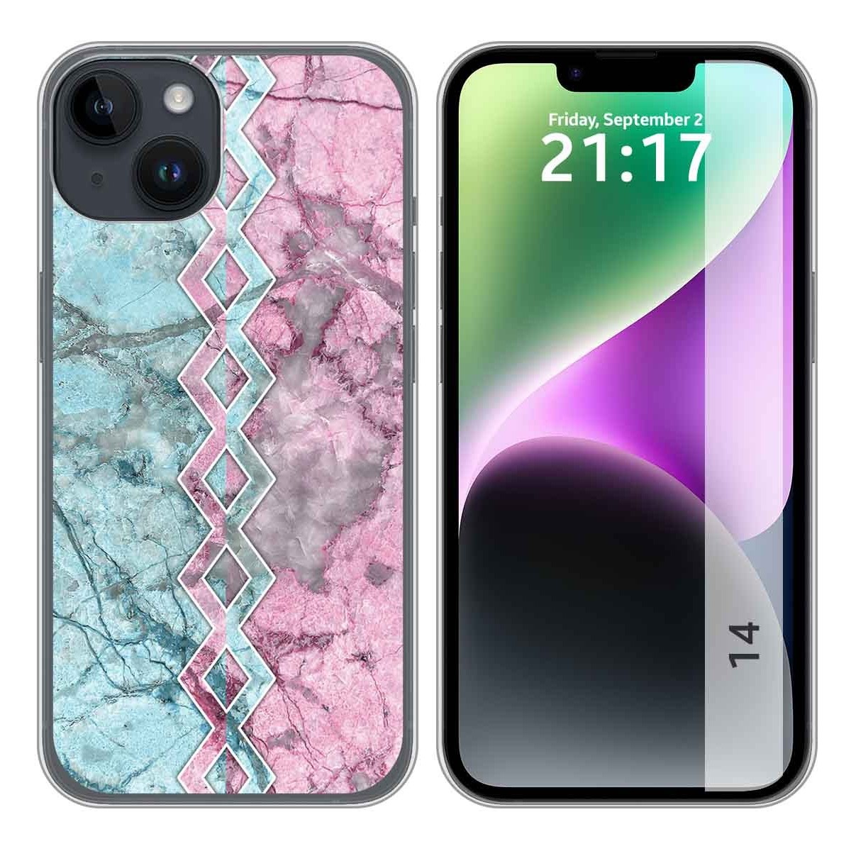 Funda Silicona compatible con iPhone 14 (6.1) diseño Mármol 08 Dibujos