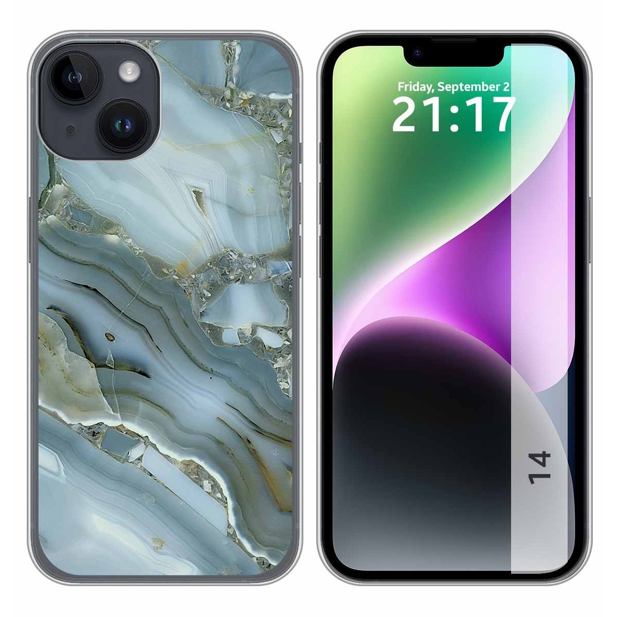 Funda Silicona compatible con iPhone 14 (6.1) diseño Mármol 09 Dibujos