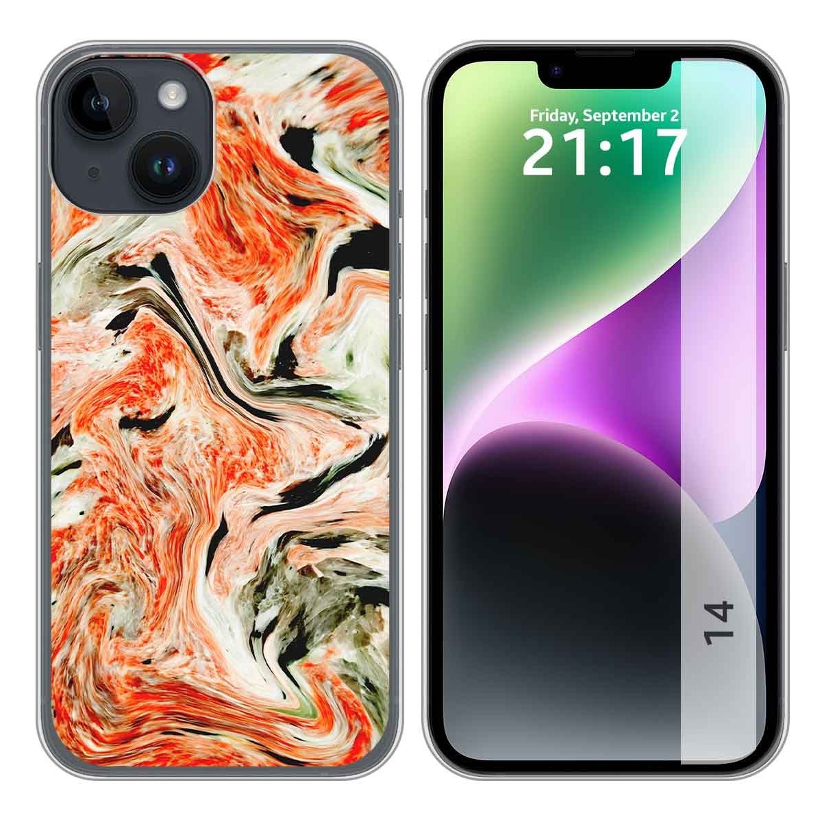 Funda Silicona compatible con iPhone 14 (6.1) diseño Mármol 12 Dibujos