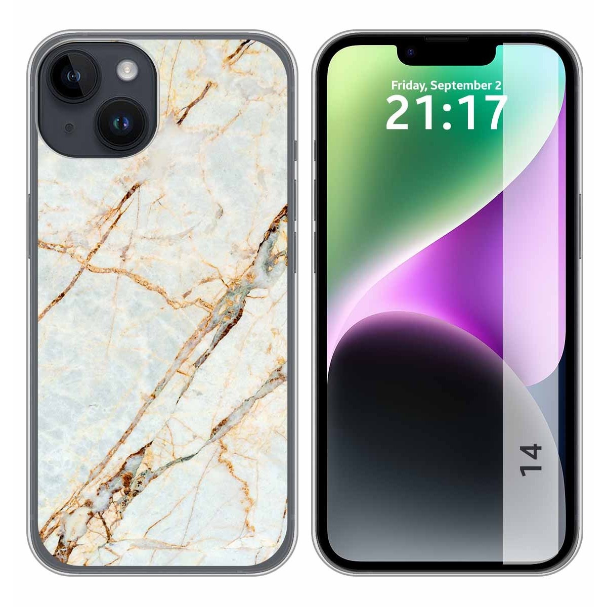 Funda Silicona compatible con iPhone 14 (6.1) diseño Mármol 13 Dibujos