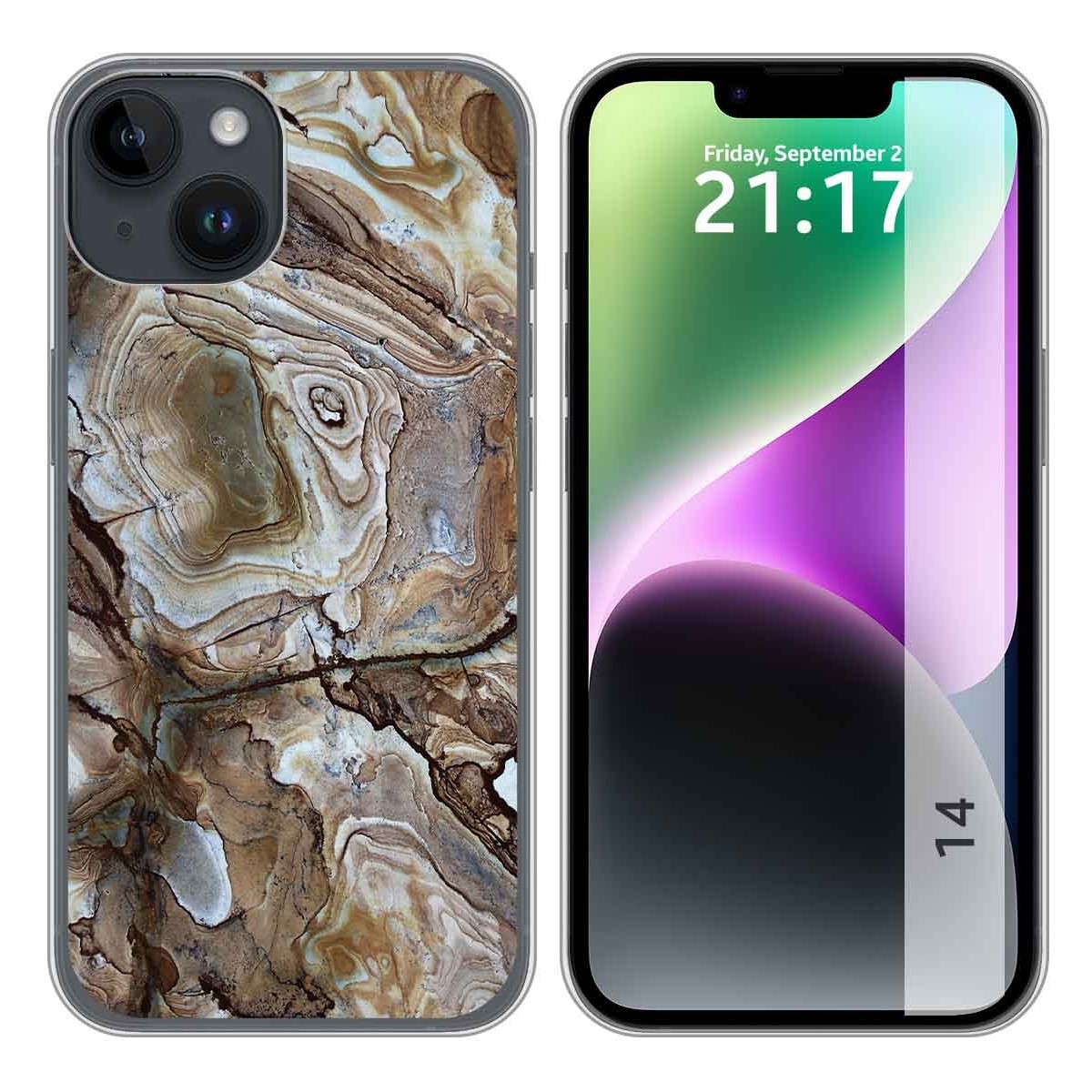 Funda Silicona compatible con iPhone 14 (6.1) diseño Mármol 14 Dibujos