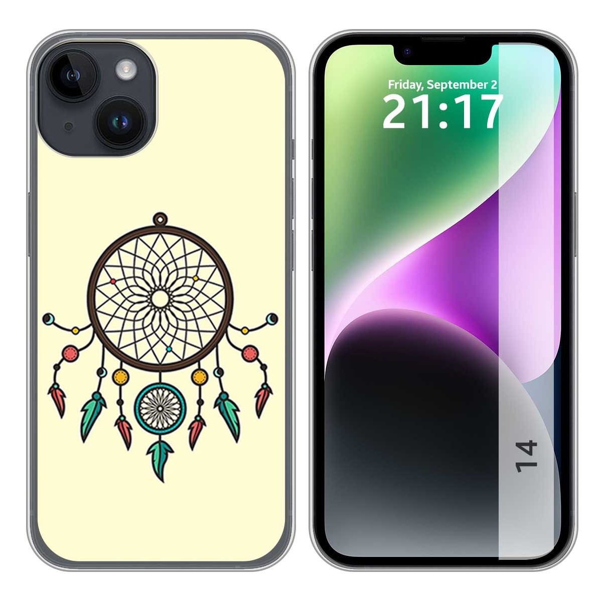 Funda Silicona compatible con iPhone 14 (6.1) diseño Atrapasueños Dibujos