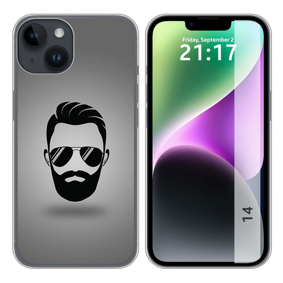Funda Silicona compatible con iPhone 14 (6.1) diseño Barba Dibujos