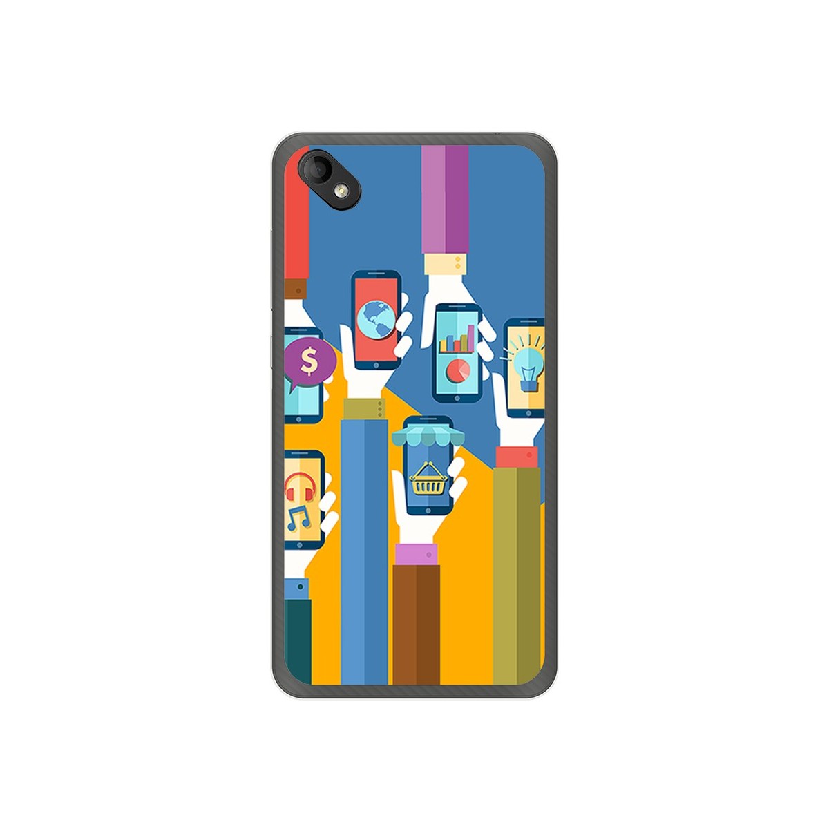 Funda Gel Tpu para Wiko Sunny 2 Plus Diseño Apps Dibujos