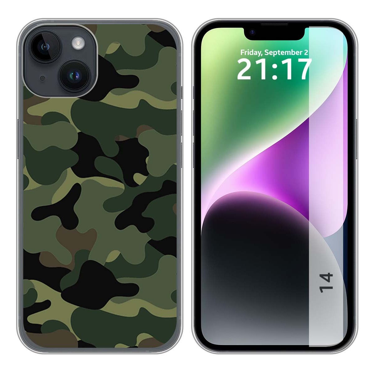 Funda Silicona compatible con iPhone 14 (6.1) diseño Camuflaje Dibujos