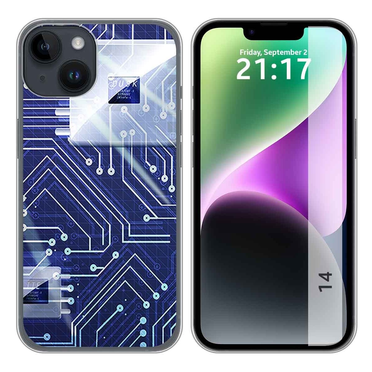 Funda Silicona compatible con iPhone 14 (6.1) diseño Circuito Dibujos