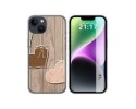 Funda Silicona compatible con iPhone 14 (6.1) diseño Corazones Madera Dibujos