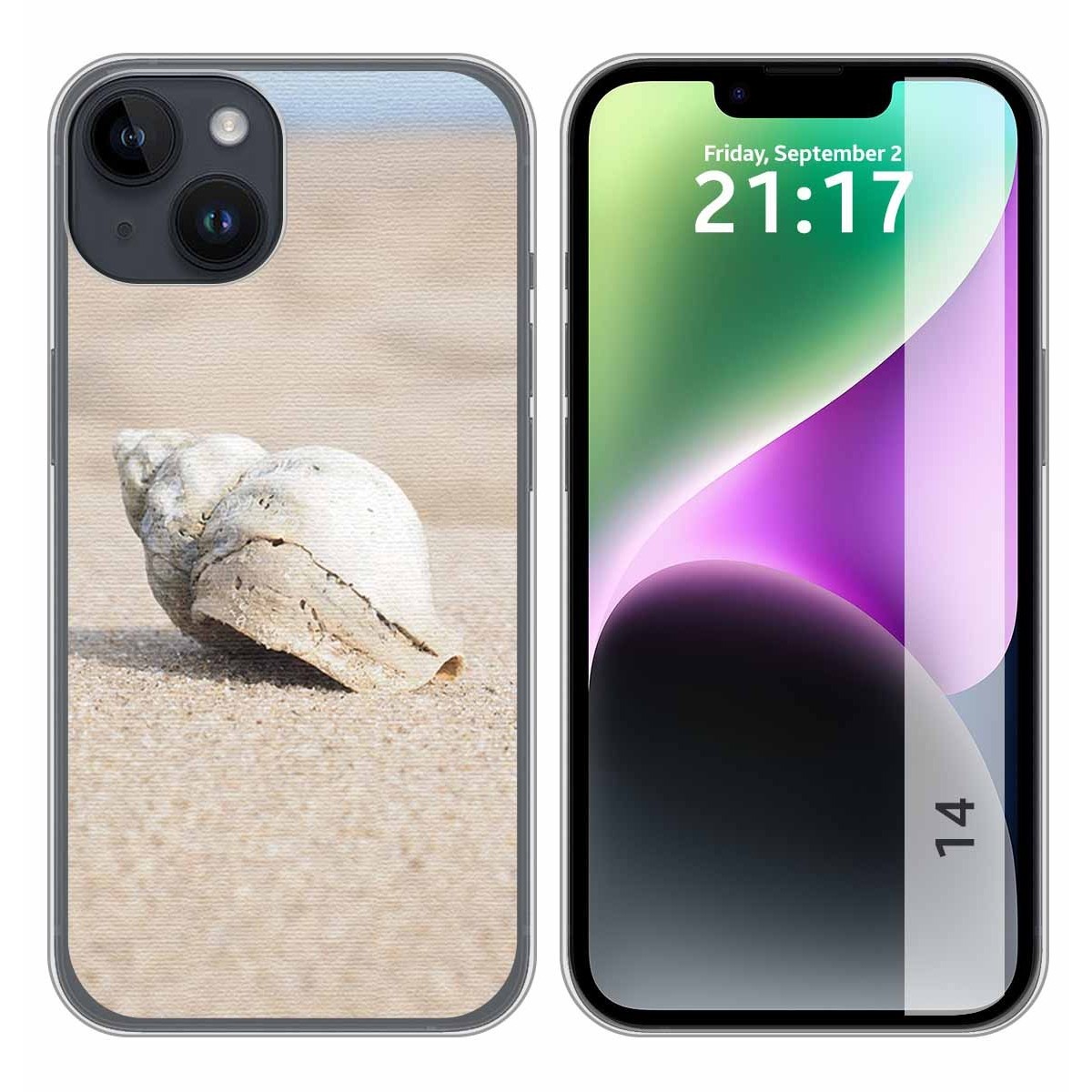 Funda Silicona compatible con iPhone 14 (6.1) diseño Concha Dibujos