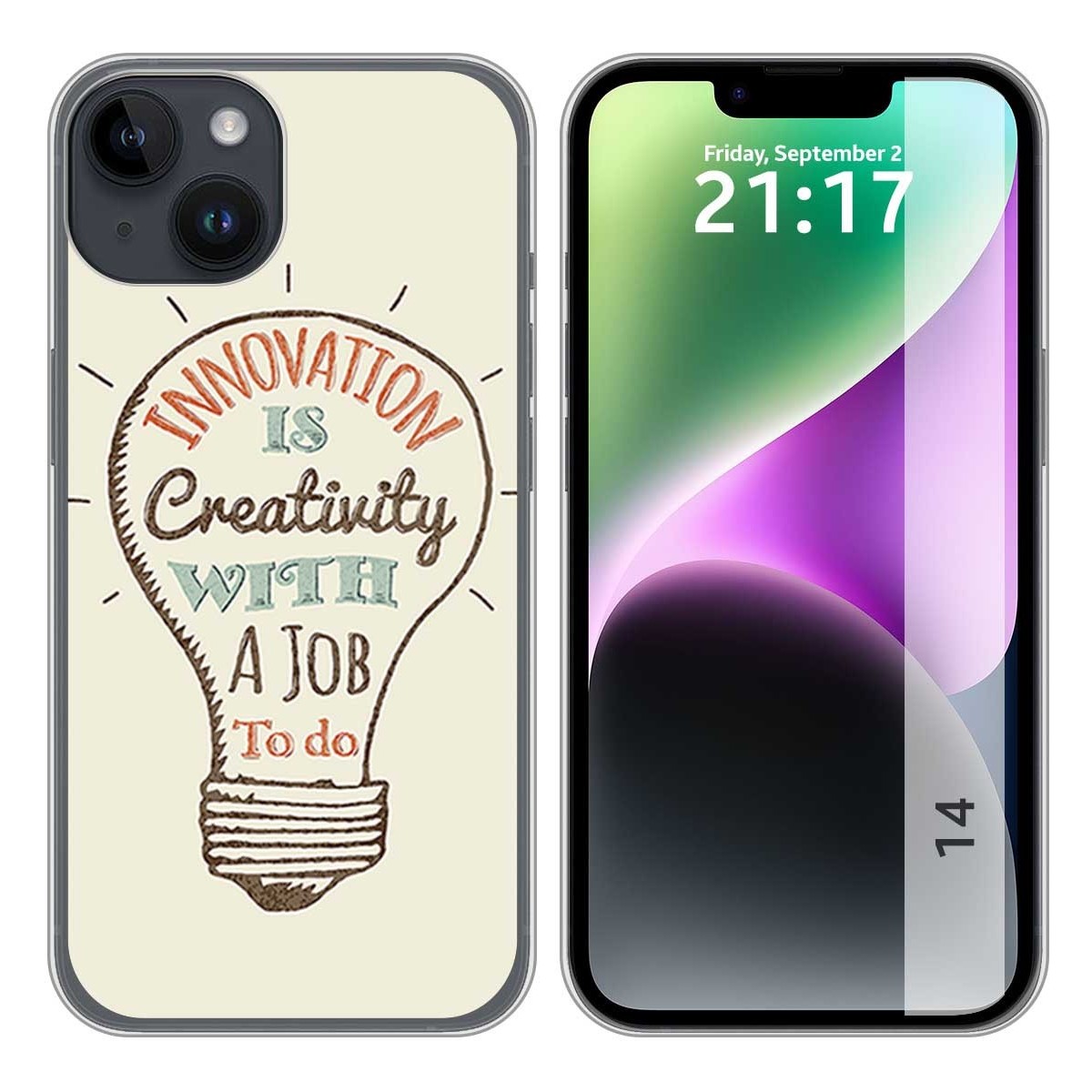 Funda Silicona compatible con iPhone 14 (6.1) diseño Creativity Dibujos