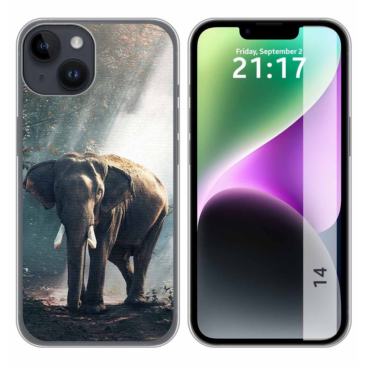 Funda Silicona compatible con iPhone 14 (6.1) diseño Elefante Dibujos