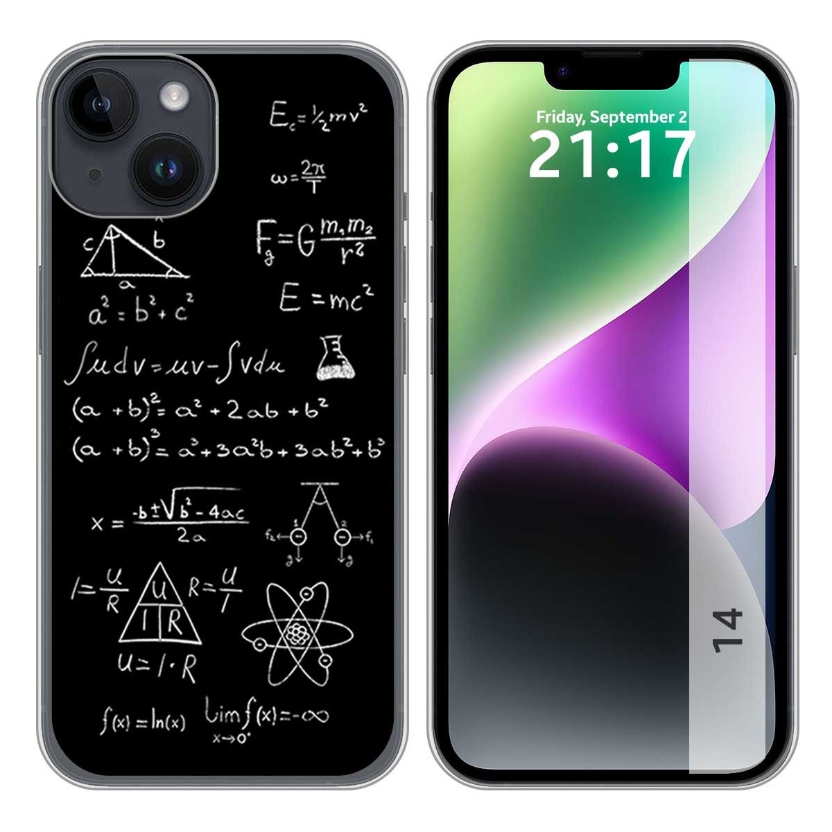 Funda Silicona compatible con iPhone 14 (6.1) diseño Formulas Dibujos
