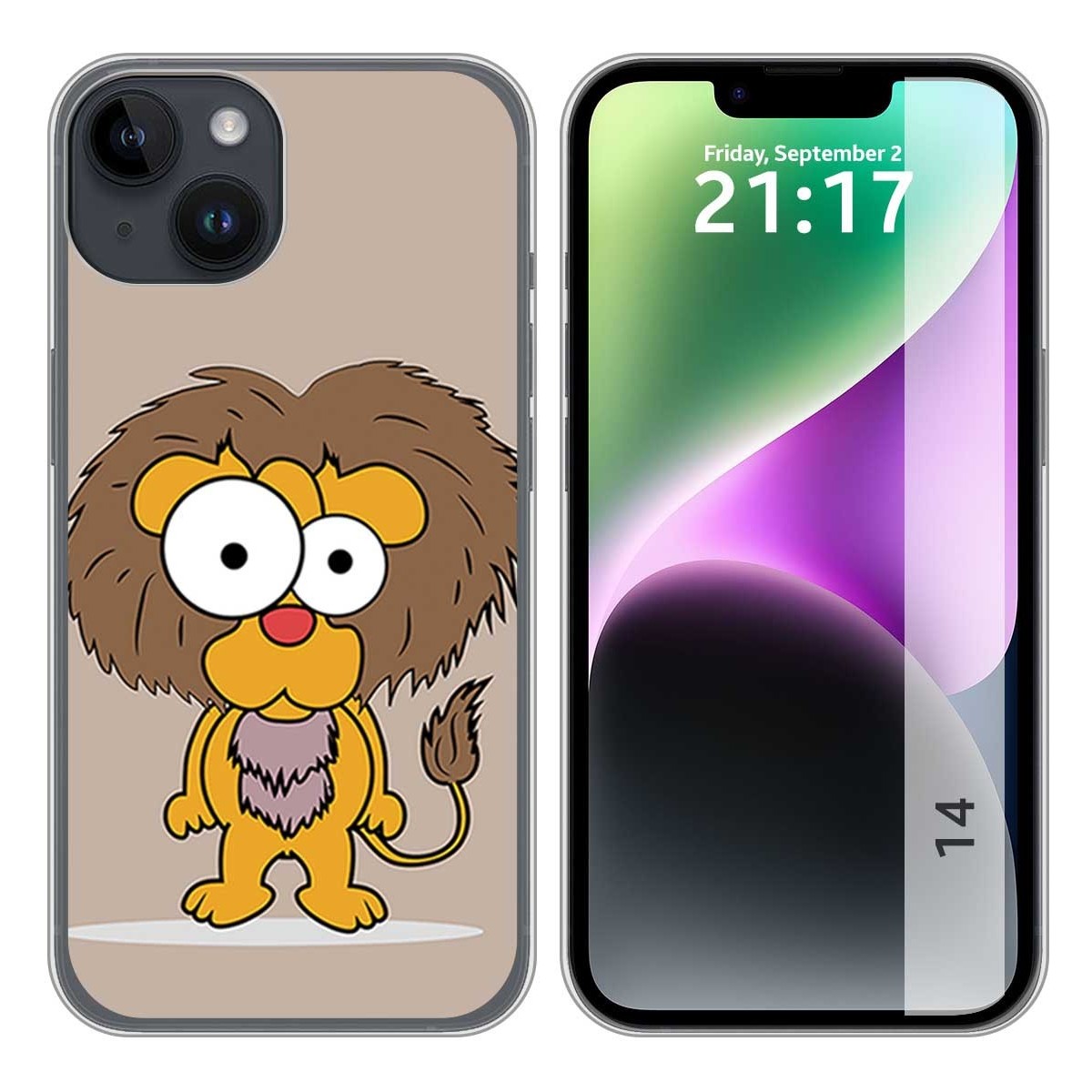 Funda Silicona compatible con iPhone 14 (6.1) diseño Leon Dibujos