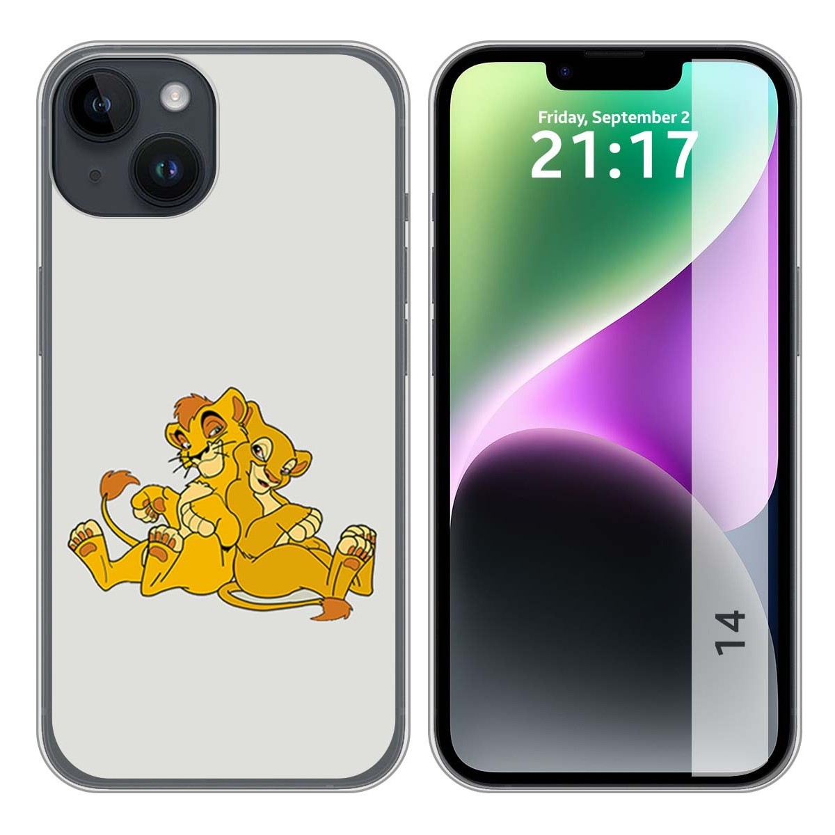 Funda Silicona compatible con iPhone 14 (6.1) diseño Leones Dibujos