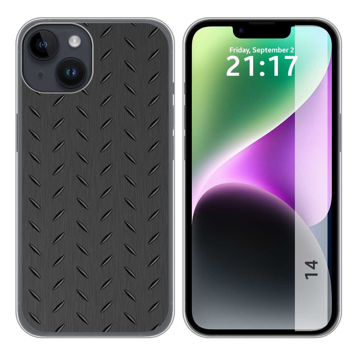 Funda Silicona compatible con iPhone 14 (6.1) diseño Metal Dibujos