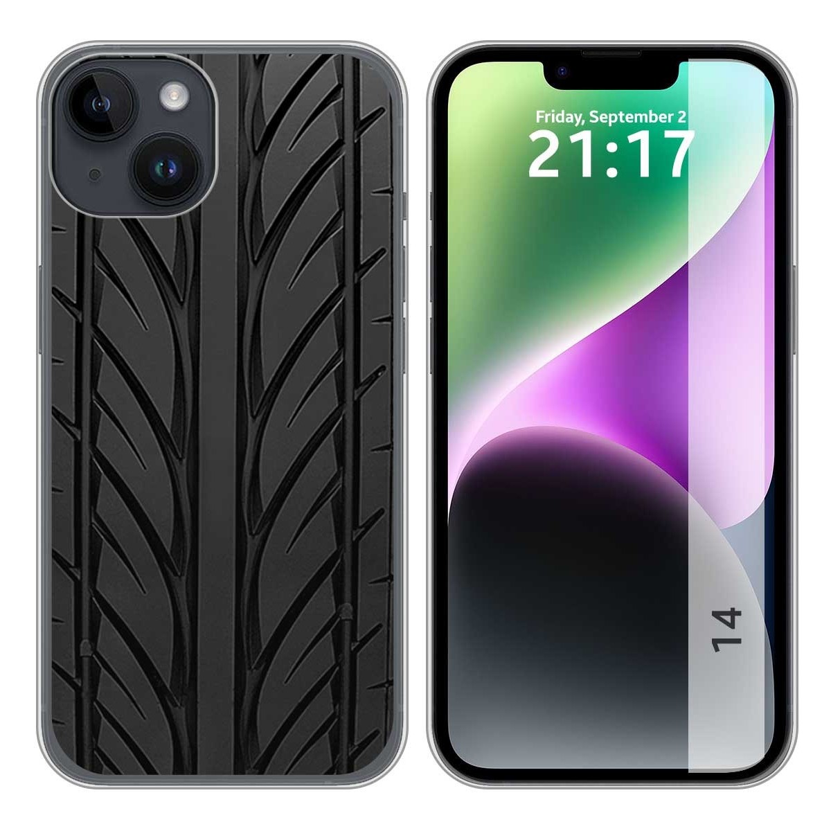 Funda Silicona compatible con iPhone 14 (6.1) diseño Neumatico Dibujos