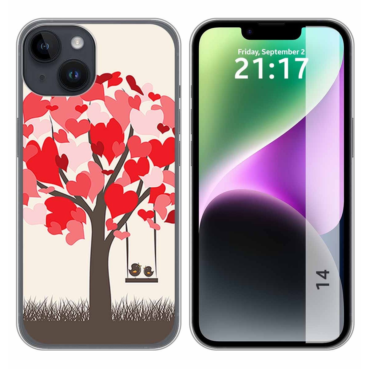 Funda Silicona compatible con iPhone 14 (6.1) diseño Pajaritos Dibujos