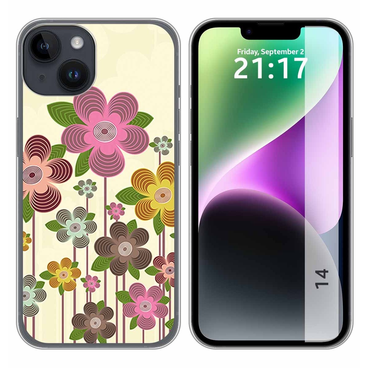 Funda Silicona compatible con iPhone 14 (6.1) diseño Primavera En Flor Dibujos