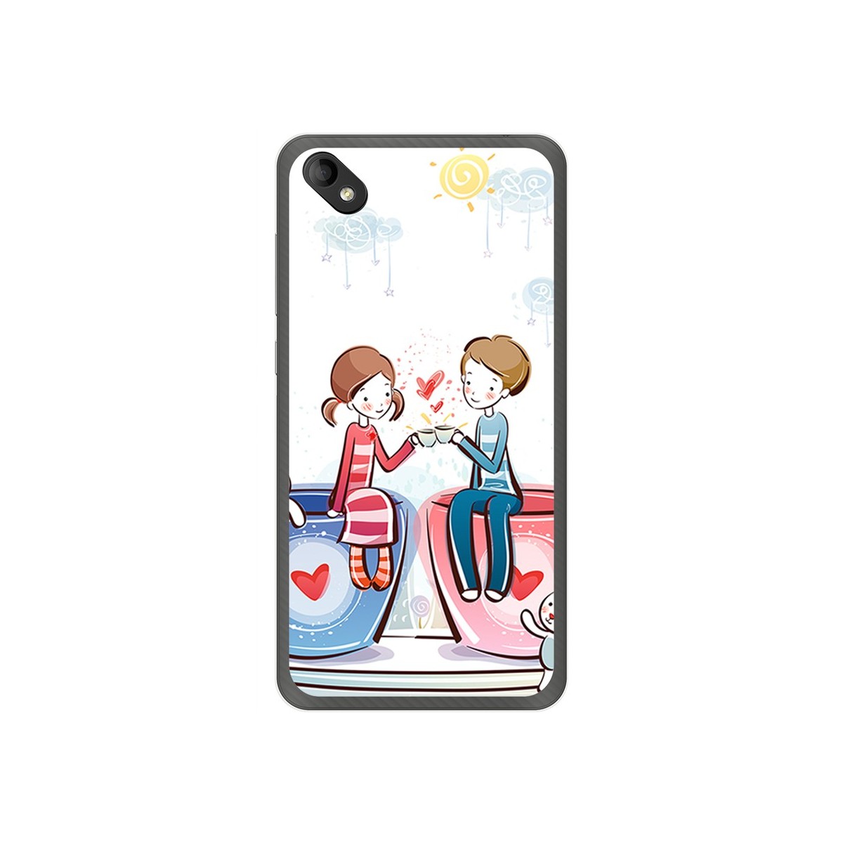 Funda Gel Tpu para Wiko Sunny 2 Plus Diseño Cafe Dibujos