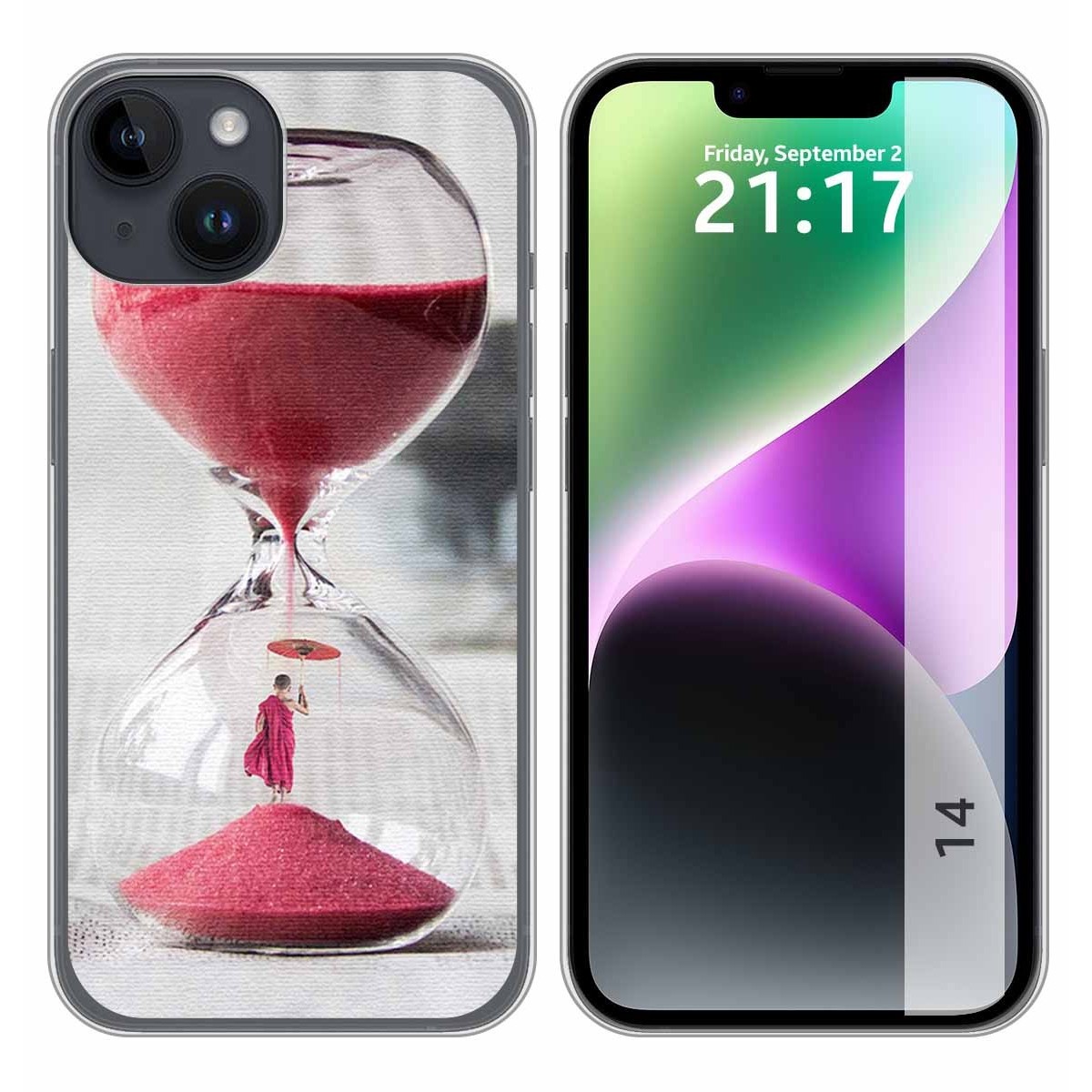 Funda Silicona compatible con iPhone 14 (6.1) diseño Reloj Dibujos
