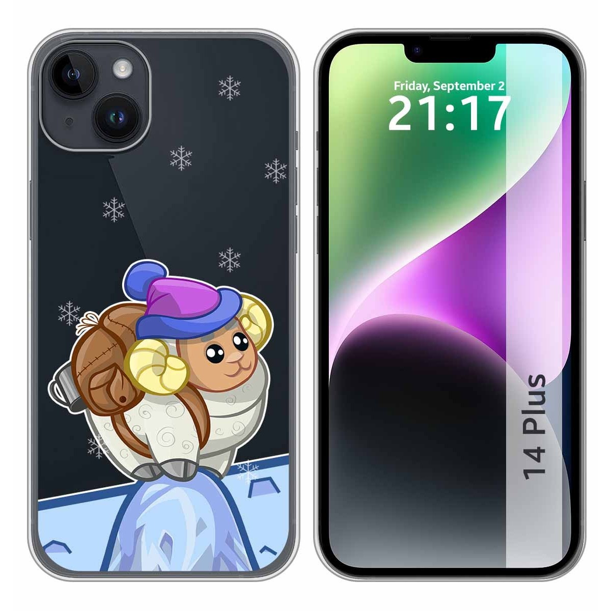 Funda Silicona Transparente compatible con iPhone 14 Plus (6.7) diseño Cabra Dibujos
