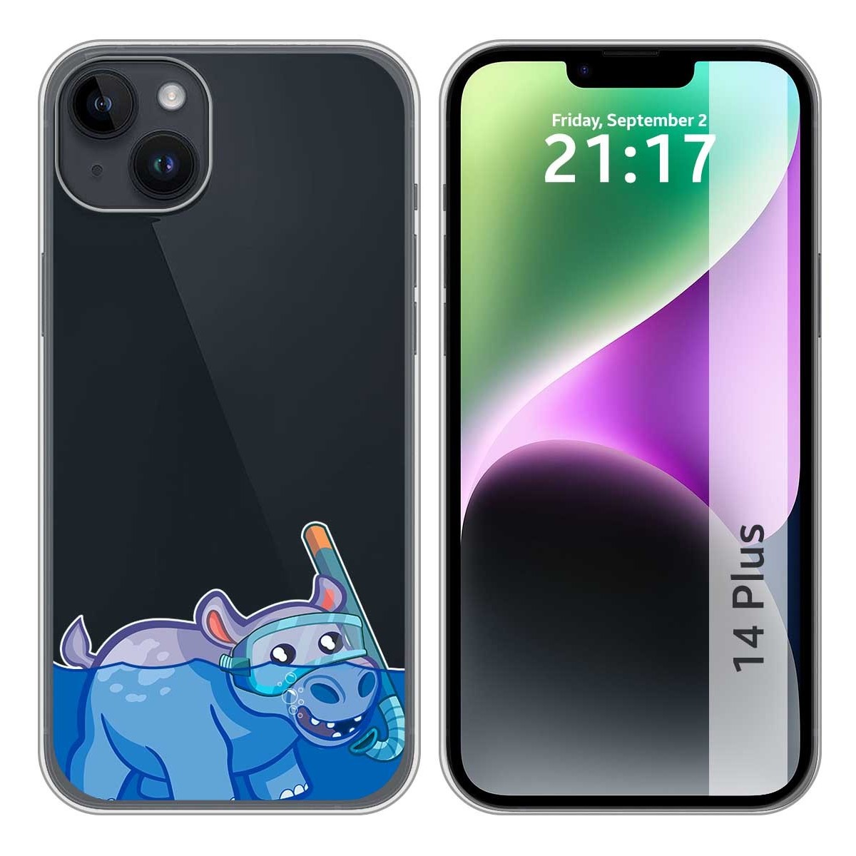 Funda Silicona Transparente compatible con iPhone 14 Plus (6.7) diseño Hipo Dibujos
