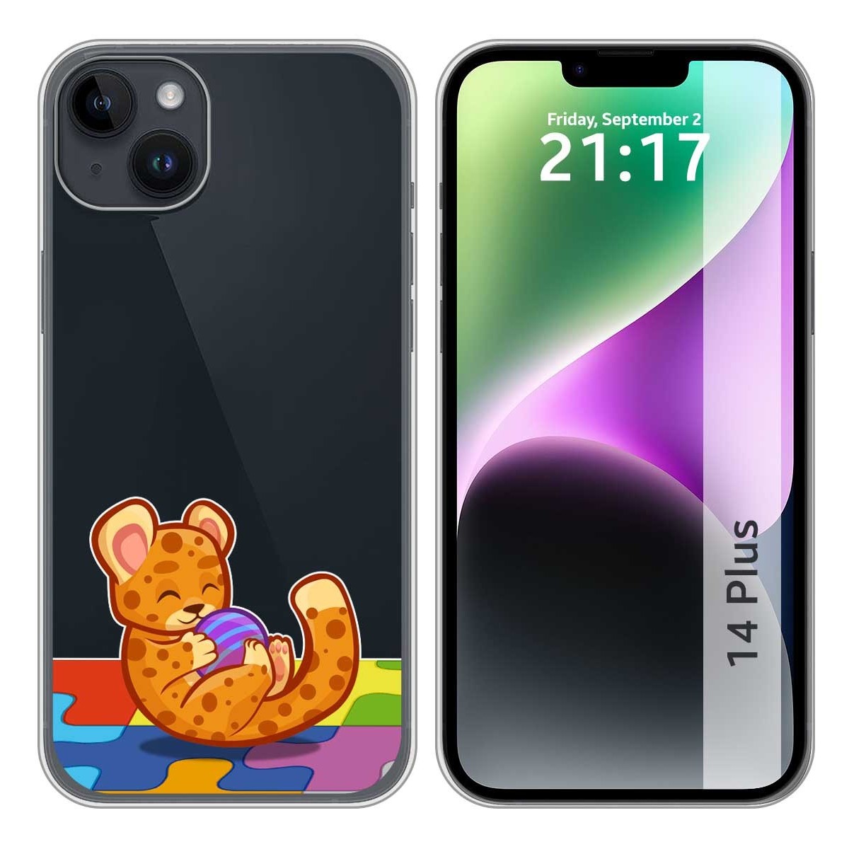Funda Silicona Transparente compatible con iPhone 14 Plus (6.7) diseño Leopardo Dibujos