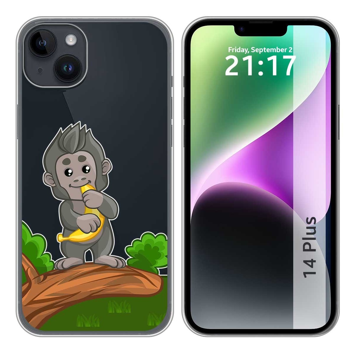 Funda Silicona Transparente compatible con iPhone 14 Plus (6.7) diseño Mono Dibujos