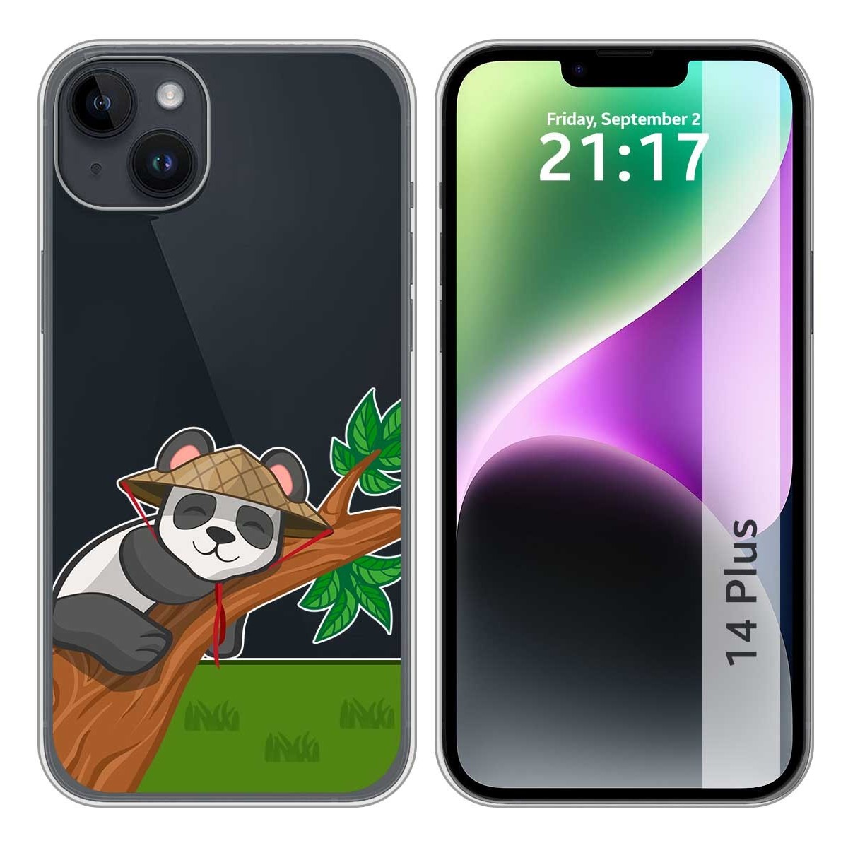 Funda Silicona Transparente compatible con iPhone 14 Plus (6.7) diseño Panda Dibujos