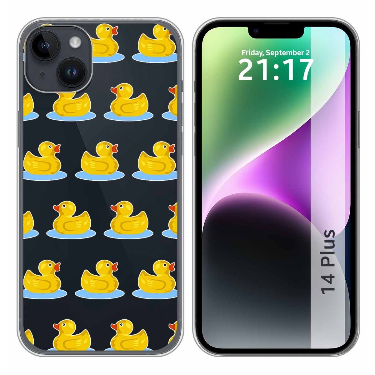 Funda Silicona Transparente compatible con iPhone 14 Plus (6.7) diseño Pato Dibujos