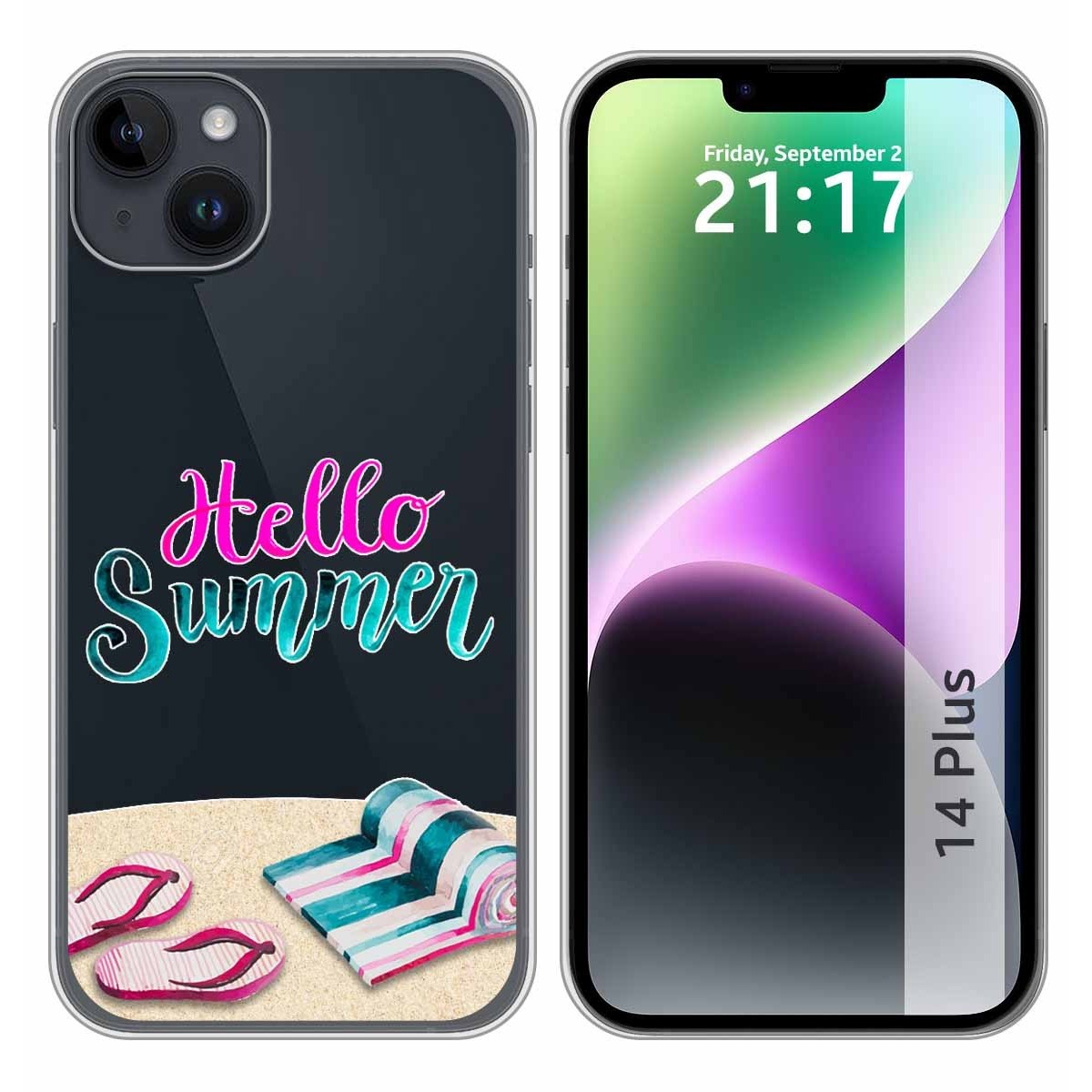 Funda Silicona Transparente compatible con iPhone 14 Plus (6.7) diseño Summer Dibujos