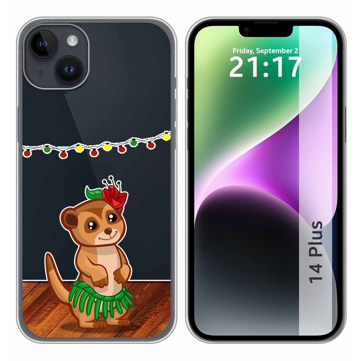 Funda Silicona Transparente compatible con iPhone 14 Plus (6.7) diseño Suricata Dibujos